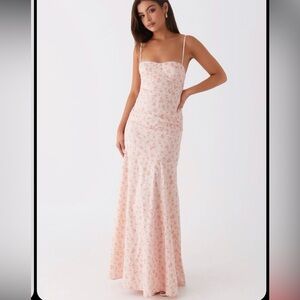 Peppermayo NWT Britney Size 2 Blush Pink Floral Slip Maxi Dress Cotton